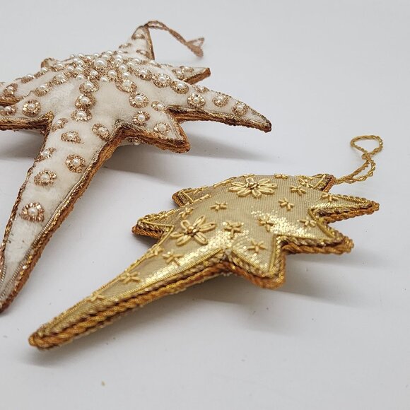 Mark Roberts Ornament Beaded Stars Cross Pearl Metal Tinsel Felt Fabric - Picture 9 of 9